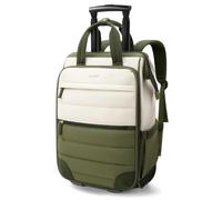 AUROTIER Rolling Puffer Backpack for Women, Travel Backpack with Wheels, Wheeled Laptop Backpack, Underseat Carry on Luggage, Green, L, Fashion