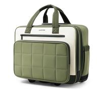 AUROTIER Rolling Puffer Laptop Bag, Rolling Briefcase for Women, Wheeled Computer Bag, Underseat Carry On Luggage with Wheels, Green, Business Casual