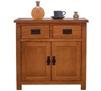Aurotrice Oak Small Sideboard / 2 Door 2 Drawer Mini Sideboard/Living Room Storage (Rustic)
