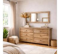 Aurotrice OAK Waverly Small Light OAK Finish 112 x 60cm Large Mirror Solid Wooden Framed