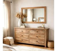 Aurotrice OAK Waverly Small Light OAK Finish 90 x 60cm Large Mirror Solid Wooden Framed