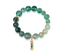 AUROZIA Immortality Solid 925 Sterling Silver 18K Gold Plated 18K White Gold Healing Emerald Floating Tree Flower Bracelet Glass Bead, Una talla, Crystal, Garnet