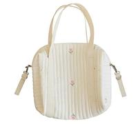 Aurragiy Embroidery Baby Nappy Changing Tote Bag Stylish Large Capacity Cotton Baby Changing Bag Durable Mommy Bag Portable Travel Baby Diaper Bag (tulip)