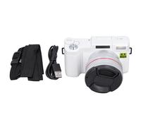 AurSoltriad 4K Digital Camera 48MP Vlogging Camera with 180 Degree Flip Screen, Auto Focus Face Detection Anti Shake, 0.45X Wide Angle Macro Lens and 32GB Card for Travel Selfies (White)