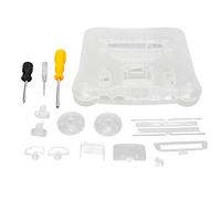 AurSoltriad Translucent White Retro Video Game Console Case, Replacement Shell for N64 Console, Protective Housing with Buttons and Screwdriver Kit, Compatible with All Regions