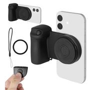 AURTEC Magnetic Phone Camera Grip with Adjustable Fill Light and Mirror, Anti-Slip Camera Handle with Bluetooth Remote, Compatible with iPhone and Android Phones, Magnet Ring & 1/4’’ Tripod Screw