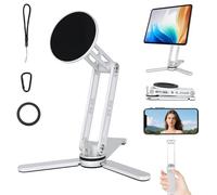 AURTEC Magnetic Phone Stand, Premium Aluminum Alloy with 360° Rotation, Foldable & Height Adjustable, N52 Strong Magnet for iPhone 17 16 15 14 13 12, Magnetic Ring for iPad, Tablets, Other Phones