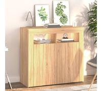 aurther wooden storage cabinet in sonoma oak with led lights