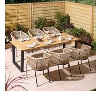 aurum large wooden garden 6 seater dining set in natural and black