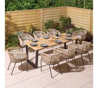 aurum large wooden garden 8 seater dining set in natural and black