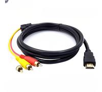 AURUM RCA HDMI adapter cable 1.5 m with active signal decoder: HDMI to 3rca adapter 1.5 m converter for TV, projector, DVD, home cinema and streaming devices.