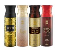 Aurum & Wisal & Wisal Dhahab & Sacred Love Deodorant Spray- For Men (200 ml, Pack of 4)