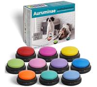 Auruminae Buzzer with Recording Function, Multicoloured Set of 10, Buzzer with Sound, Pet Buttons for Talking, Dog Button Game Intelligence, Game Buttons for Communication