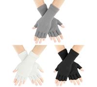 AURUZA Unisex Adult Winter Gloves, Navy, Medium, Acrylic, Half Finger, Warm, Soft, One Size Fits All