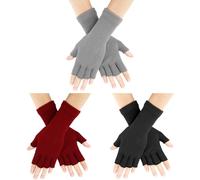 AURUZA Unisex Adult Winter Gloves, Navy, Medium, Acrylic, Half Finger, Warm, Soft, One Size Fits All