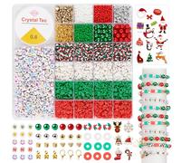 Aurvivia 3668Pcs Christmas Beads for Bracelet,Christmas Bracelet Making Kit,Clay Pearls Letter Beads & Christmas-Themed Sticker Pendants Craft Gifts Charms for Holiday Party DIY Craft Lovers