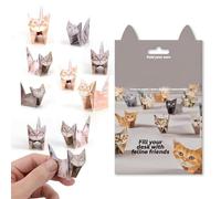 Aurvivia 50 Sheets DIY Paper Cats Origami,Creative 3D Animal Origami Craft Kit,Fun Handmade Activity for Adults Kids,Desk Decoration & Gift for Cat Lovers