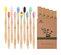 AURVONES 10-Pack Bamboo Toothbrushes, Multi-Color Family Pack Wooden Toothbrush Set, Soft Nylon Bristles Organic Biodegradable Manual Toothbrushes for Adults