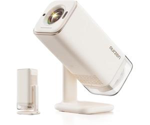 Aurzen BOOM Air Google TV Smart Projector with WiFi and Bluetooth, Portable Projector for Outdoor & Home Movie, 4K Supported, Adjustable Stand, USB-C Powered, Real-Time Focus, Dolby Audio, Off-White