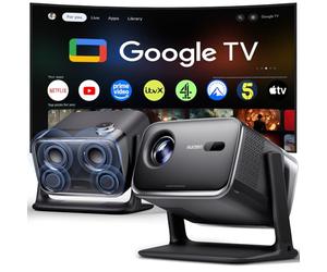 Aurzen BOOM mini Google TV Smart Projector with WiFi and Bluetooth, 4K Supported Outdoor & Home Movie Projector with 20W Speakers DoIby Audio, Real-Time Focus & Keystone, 500 ANSI Lumens, Black