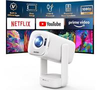 Aurzen D1 air Smart Portable Projector, Built-in Netflix app, Native 1080P HDR10, 4K Supported, USB-C Powered, TOF Auto Focus/Keystone, Dolby Audio, Projector for Bedroom, White