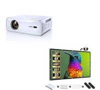 Aurzen Eazze D1 Smart Projector with 120" Portable Projector Screen, Netflix Officially & Dolby Audio 4K Supported, Auto Focus & Keystone, HDR10, 60Hz Portable Projector for iOS/Android/USB/TV Stick