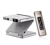 Aurzen ZIP Tri-Fold Truly Portable DLP Projector with Wireless HDMI Transmitter - Zero-Lag Focus, One-Click Screen Mirroring, 4K Decode 1080P Output, Compatible with PC/HDTV/TV Box