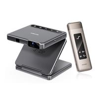 Aurzen ZIP Tri-Fold Truly Portable DLP Projector with Wireless HDMI Transmitter - Zero-Lag Focus, One-Click Screen Mirroring, 4K Decode 1080P Output, Compatible with PC/HDTV/TV Box