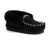 Aus Wooli Australia Hand Stitched Sheepskin Moccasin In Black Black