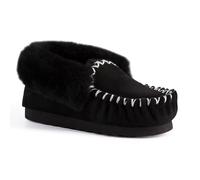 Aus Wooli Australia Women's Hand Stitched Sheepskin Moccasin in Black | Size: 7 Aus Wooli Australia Black 7