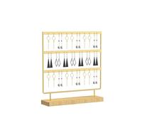 Ausalivan Earring Holder Organizer,Pierced Large Earrings Display Stand For Selling,Small Stud Earring Organizer Rack,Hoop Earring Storage Hanger Tree (Golden, 3 tier)