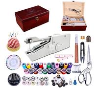 Ausarox Portable Hand Sewing Machine, Wooden Sewing Box with 143 Pcs Sewing Kit Supplies, Mini Sewing Machine for Beginners