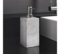 AUSAULAC 1 Set Real Natural Marble Soap Dispenser with Stainless Steel Pump - Decorative Liquid Hand Soap Bottle for Kitchen & Bathroom, Compatible with Lotion, Dish Soap & Shower Gel (Grey)