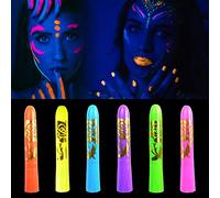Ausbond 6 Pieces Glow In The Light Body Face Paint, Face Paint Kit, UV Pencil Kit Fluorescent Body Paint Adult for Birthday Party Halloween Masquerade