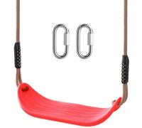 Ausbond Children's Outdoor Swing Seat with Adjustable 2 m Rope and 2 Clasps, Durable Swing for Garden and Indoor, Children, Bright Red