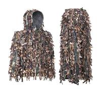 Auscamotek 3D Ghillie Suit Lightweight Camouflage Hunting Clothing Set with Leafy & Strip Design, Breathable Mesh Lining for Outdoor Activities - M/L, Yellow Camo