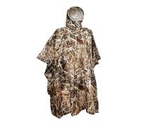 AUSCAMOTEK Camouflage Rain Poncho Hooded Waterproof Camo Raincoat with Blind Pattern for Hunting Hiking Camping Fishing, Wetland, One size