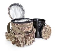 AUSCAMOTEK Insulated Bucket Backpack with 360° Swivel Lid - Camo Cooler Backpack with 5-Gallon Bucket for Hunting, Fishing, Camping, Outdoor Sports - Wetland Camo