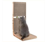AUSCAT Cardboard Cat Scratcher, Vertical Scratching Board for Indoor Cats, 27.2 Inch/69 cm L Shaped Cat Scratchers with Two Build-In Toy Balls