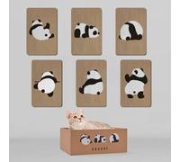 AUSCAT Cardboard Cat Wall Scratcher, 7 cat scratching boards with Box, Wall Mounted Cat Scratching Pads for Indoor Cats, Furniture Protector, 36.8cm x 23.6cm / 14.5" x 9.3", Panda Pattern