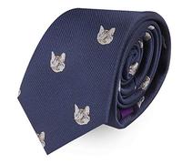 AUSCUFFLINKS Animal Ties - Woven Skinny Neckties & Work Ties for Him, Blue Eyed Cat, Regular
