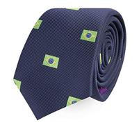 AUSCUFFLINKS Brazil Flag Print Country Traveller Tourist Neckties for Men | Woven Skinny Neck Ties | Present for Work Colleague | Bday Present Ties for Guys (BRAZIL FLAG), Brazil Flag, Skinny