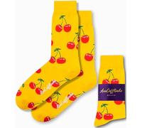 AUSCUFFLINKS Cherry Socks For Him & Her | Fun Gift Socks - Quirky Novelty Present for Dad & Mum (CHERRY YELLOW)