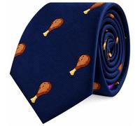 AUSCUFFLINKS Chicken Lover KFC Fried Tie for Him | Drumstick Hot Food Skinny Neckties | Present for Work Colleague | Bday Gift for Guys (Chicken)