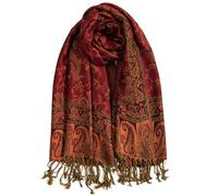 AUSEKALY Pashmina Feel Shawls Wraps for Women Rave Scarf Soft Silky Reversible Men Scarves, Burgundy, Large