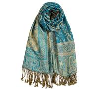 AUSEKALY Pashmina Shawls Wraps Paisley for Women Soft Silky Reversible Rave Scarf Men, Light Blue, Large