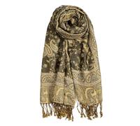 AUSEKALY Pashmina Shawls Wraps Paisley for Women Soft Silky Reversible Rave Scarf Men, Olive Green, Large