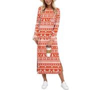 AUSELILY Christmas Dress Winter Dresses for Women UK Split Loose Long Sleeve Dress Casual Ladies Dresses Christmas Deer S
