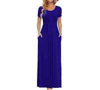 AUSELILY Maxi Dress for Women - Summer Casual Long Dresses for Ladies with Pockets M Royal Blue
