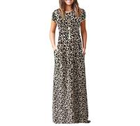 AUSELILY Maxi Dress for Women - Summer Casual Long Dresses for Ladies with Pockets S Leopard